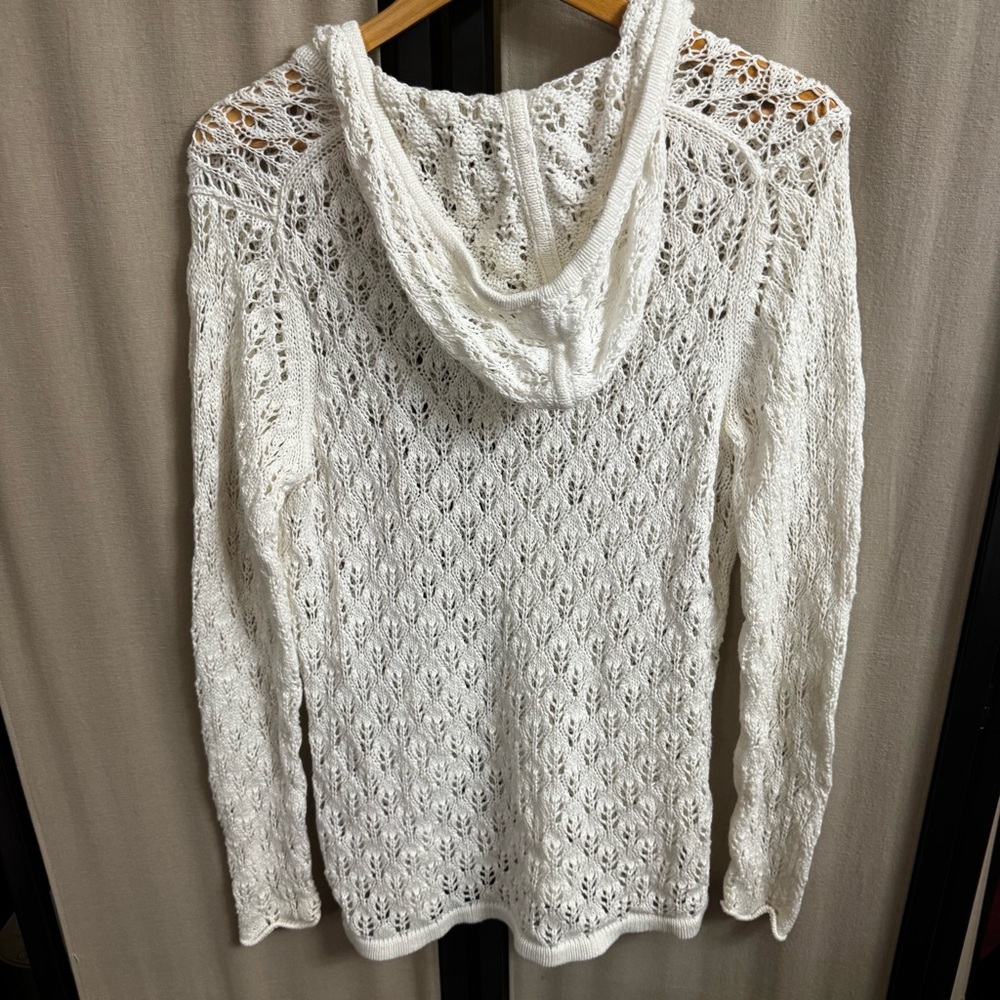 Eddie Bauer white crochet sweater/‎ cover up size L - Picture 3 of 5